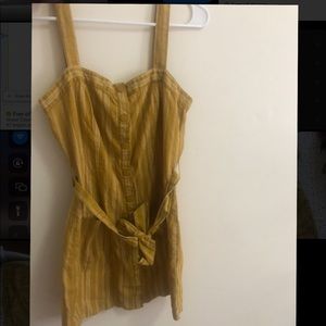 Petite Mini Yellow Strip Button dress